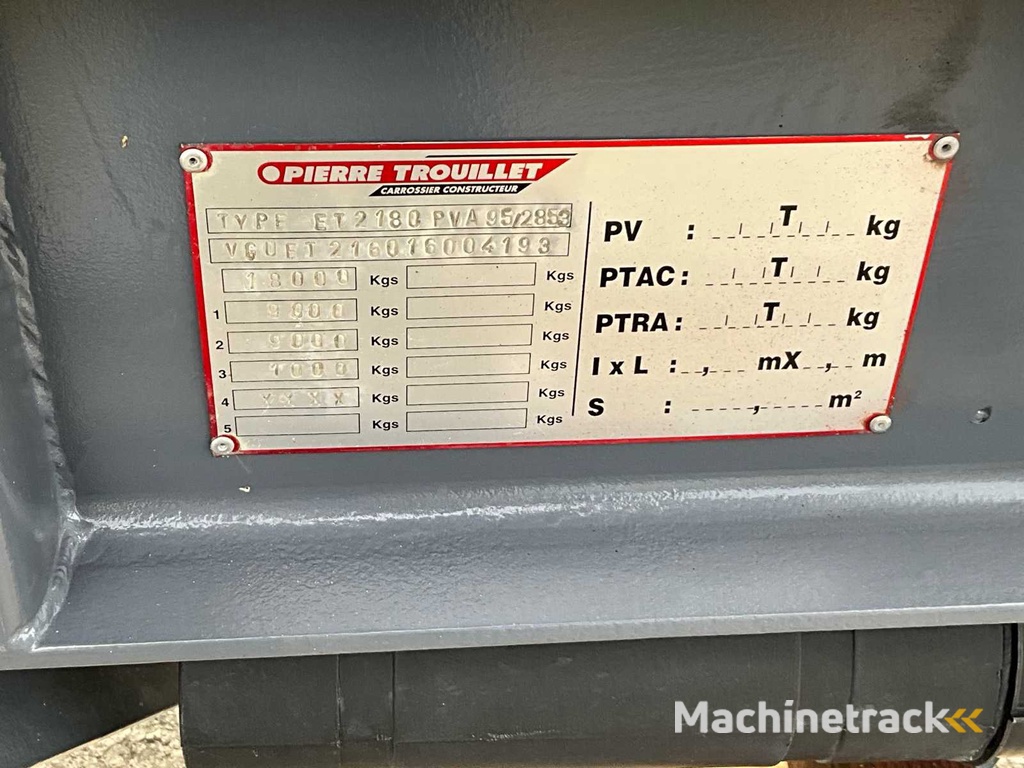 1994 Trouillet tipper trailer with container - overhauled ET2180