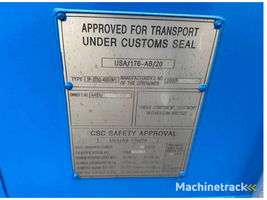 2020 - 40 ft - Dubbeldeurs Zeecontainer