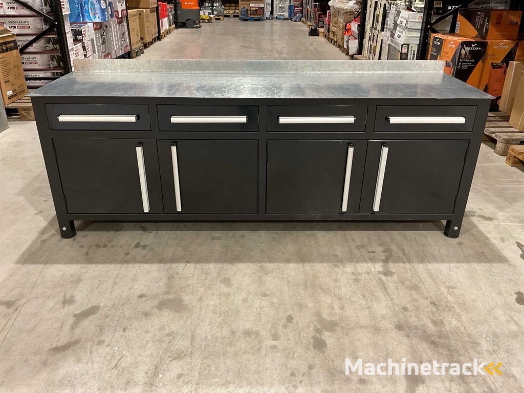 Stahlworks 4 drawers, 4 cabinet doors / Height adjustable Black Workbench