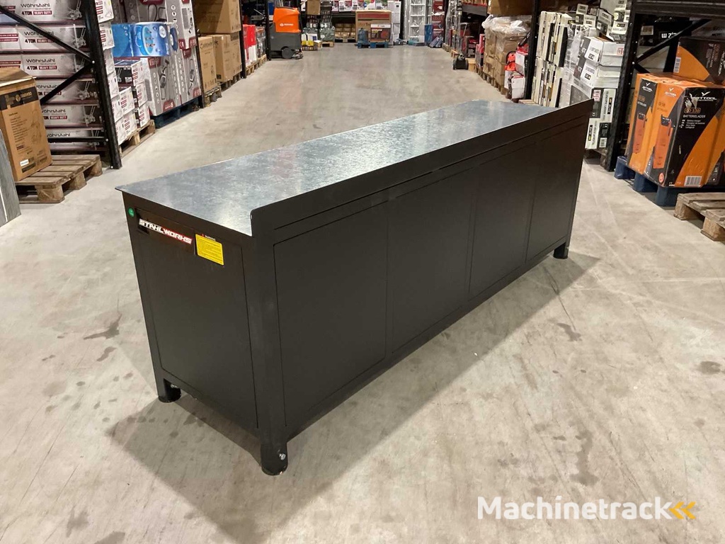 Stahlworks 4 drawers, 4 cabinet doors / Height adjustable Black Workbench