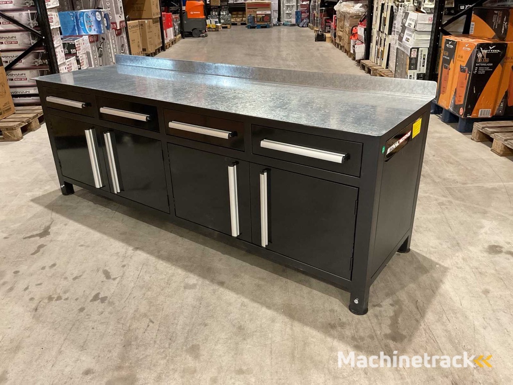 Stahlworks 4 drawers, 4 cabinet doors / Height adjustable Black Workbench