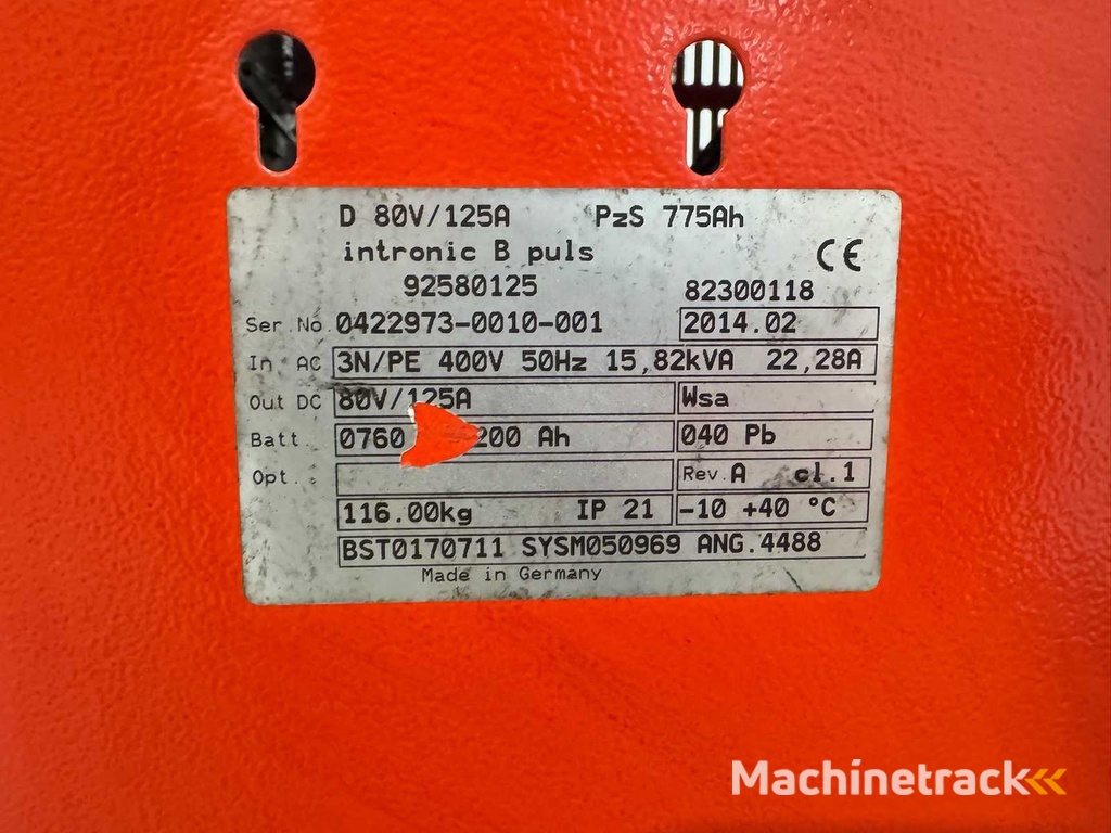 2014 Linde 80V 125Ah 760-1200Ah Heftruck Oplader Batterij Batterij