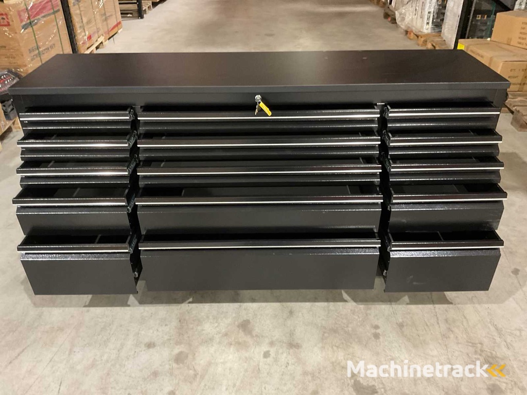 2025 Stahlworks Deluxe Black 72 inch 15 laden Werkbank