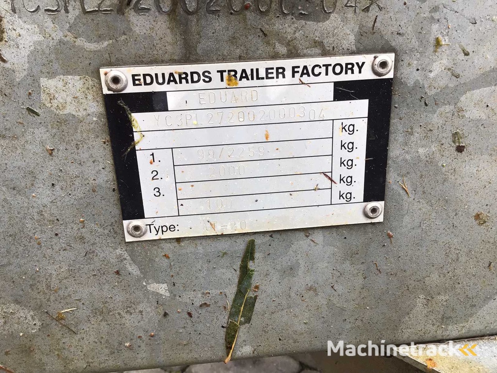 2002 Eduard Dropside Tray AT20 Car Trailer