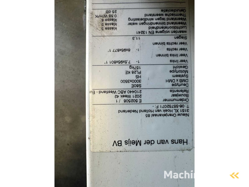 2021 Overheaddeur (3,00x3,50 mtr)