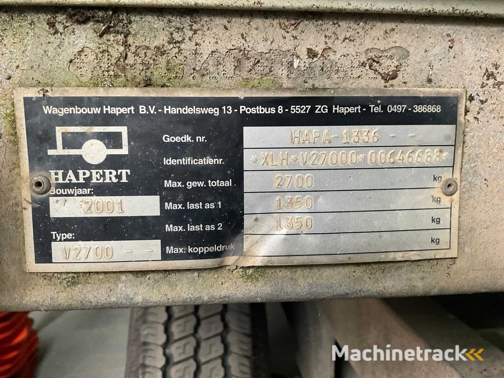 2001 Hapert V2700 Schamelaanhangwagen Aanhangwagen
