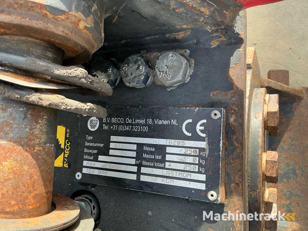 Beco KSW1H Takeuchi TB285 Tiltpiece