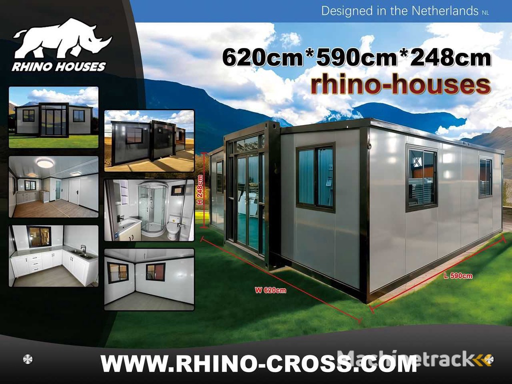 2025 Rhino Houses 36,5 m2  Zwart 2 slaapkamers, badkamer en keuken Mobiele woonunit / Tiny house