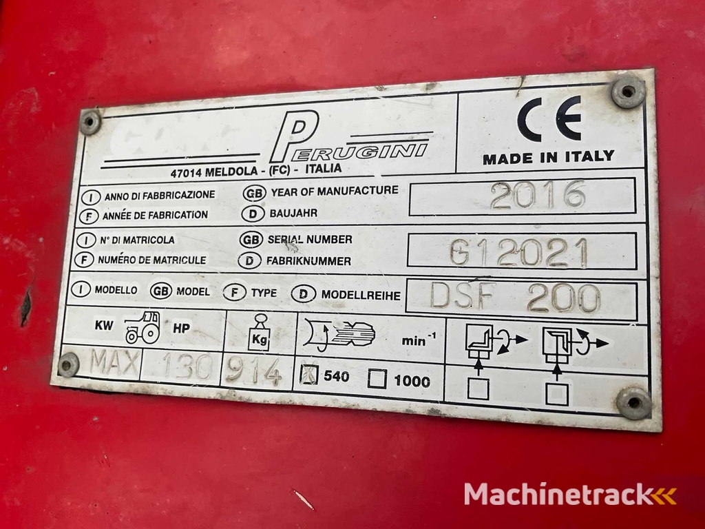 2016 Perugini DSF 200 Klepelmaaier
