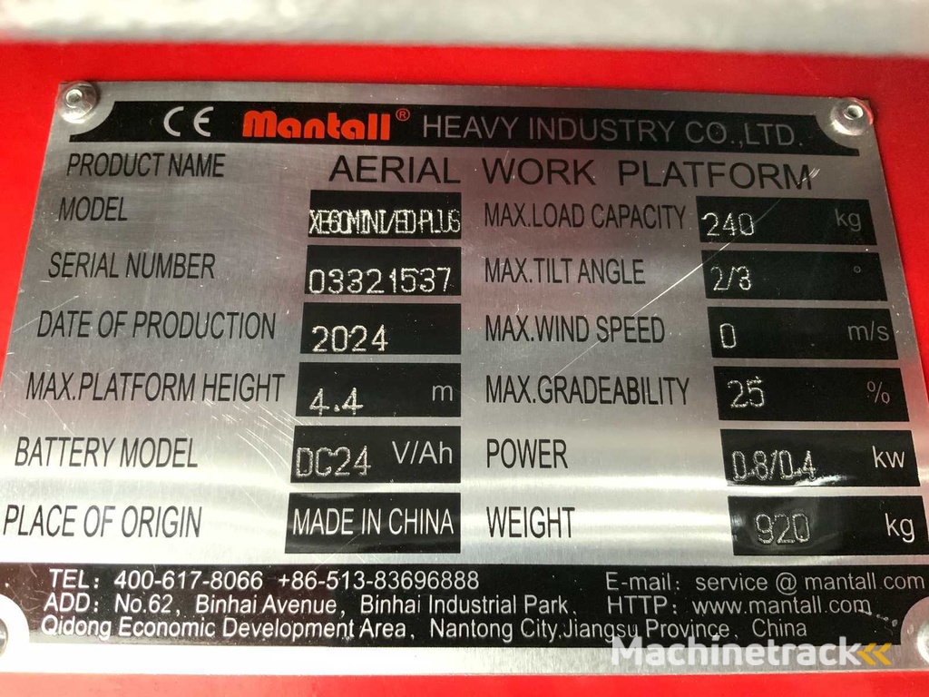 Mantall - XE-60 MINI - Scherenhebebühne 6.4M