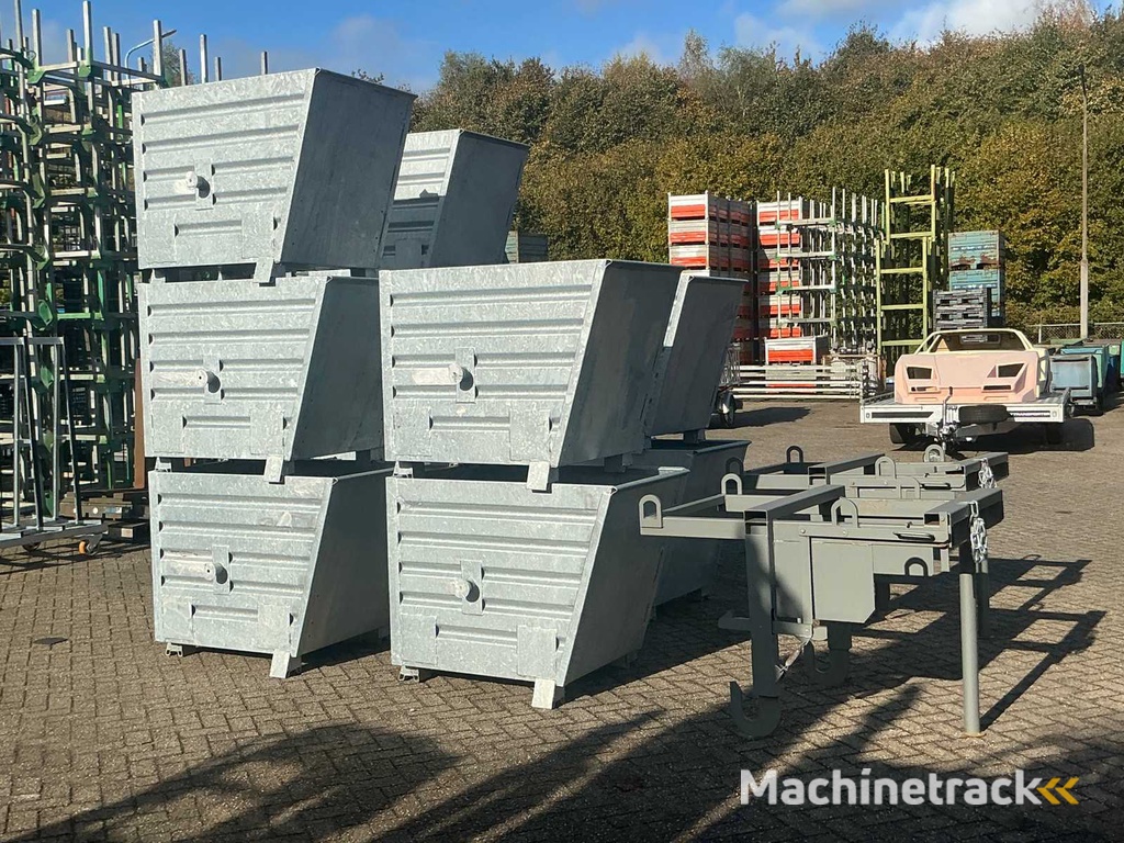 Verzinkte stapelbare Kippschaufel (5x) mit Traverse