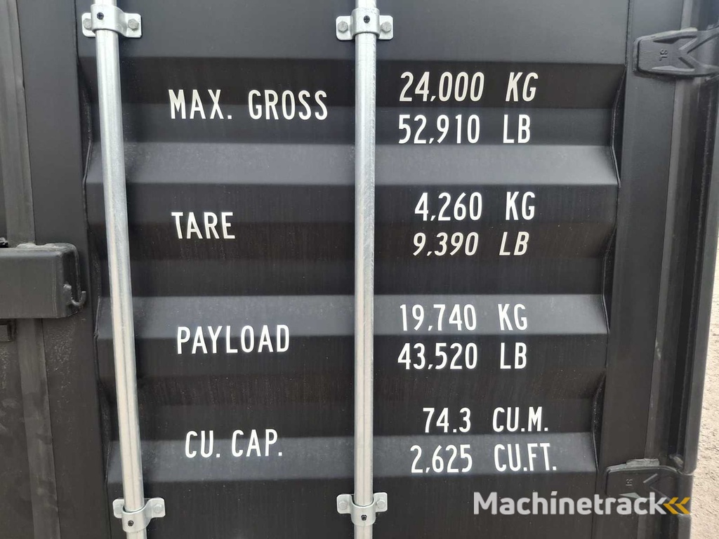 2025 Rhino-Cross-Containers 40 ft High Cube Schwarzer Schiffscontainer mit 4 Seitentüren