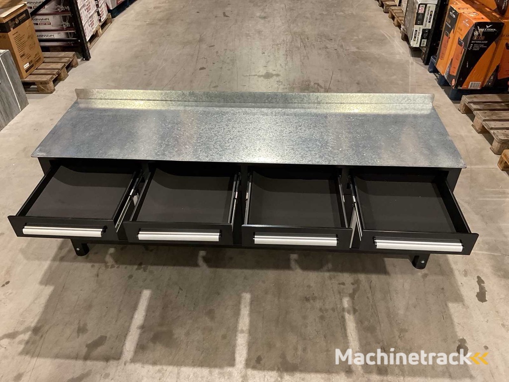 Stahlworks 4 Schubladen, 4 Schranktüren / Höhenverstellbare schwarze Werkbank