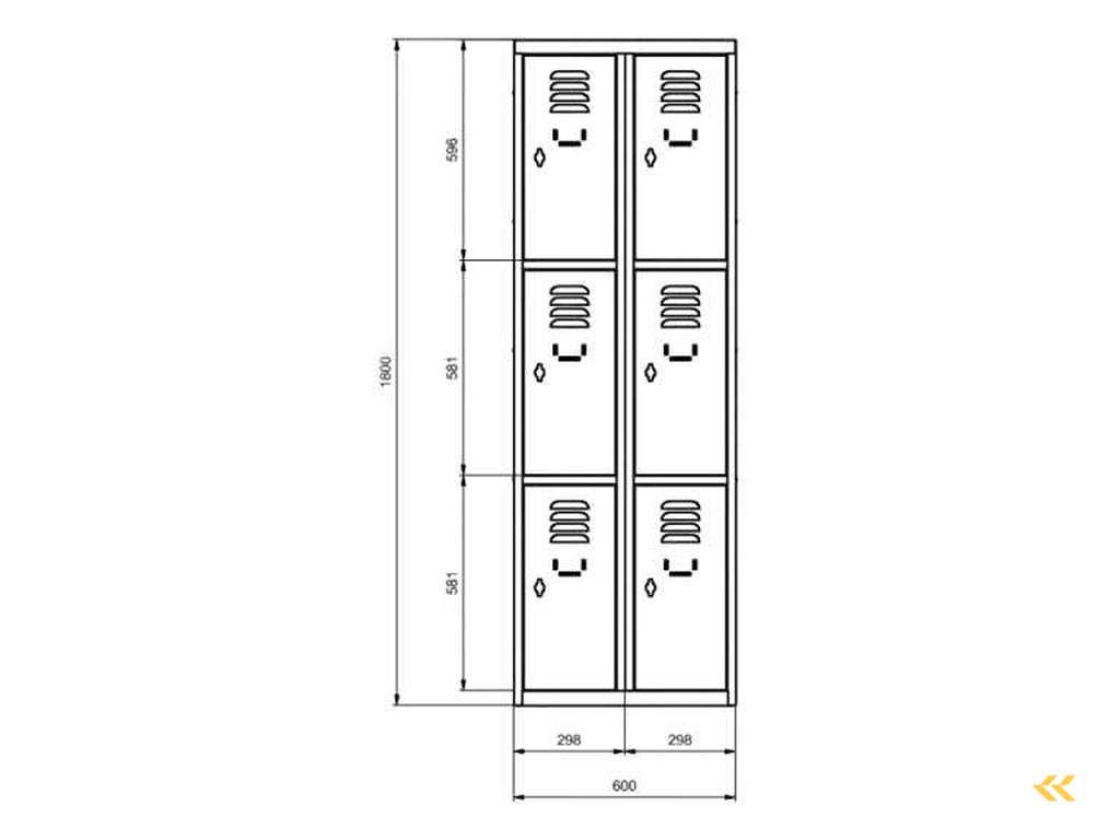 Povag Lkp-322 Locker Cabinet 6 doors 2 pieces