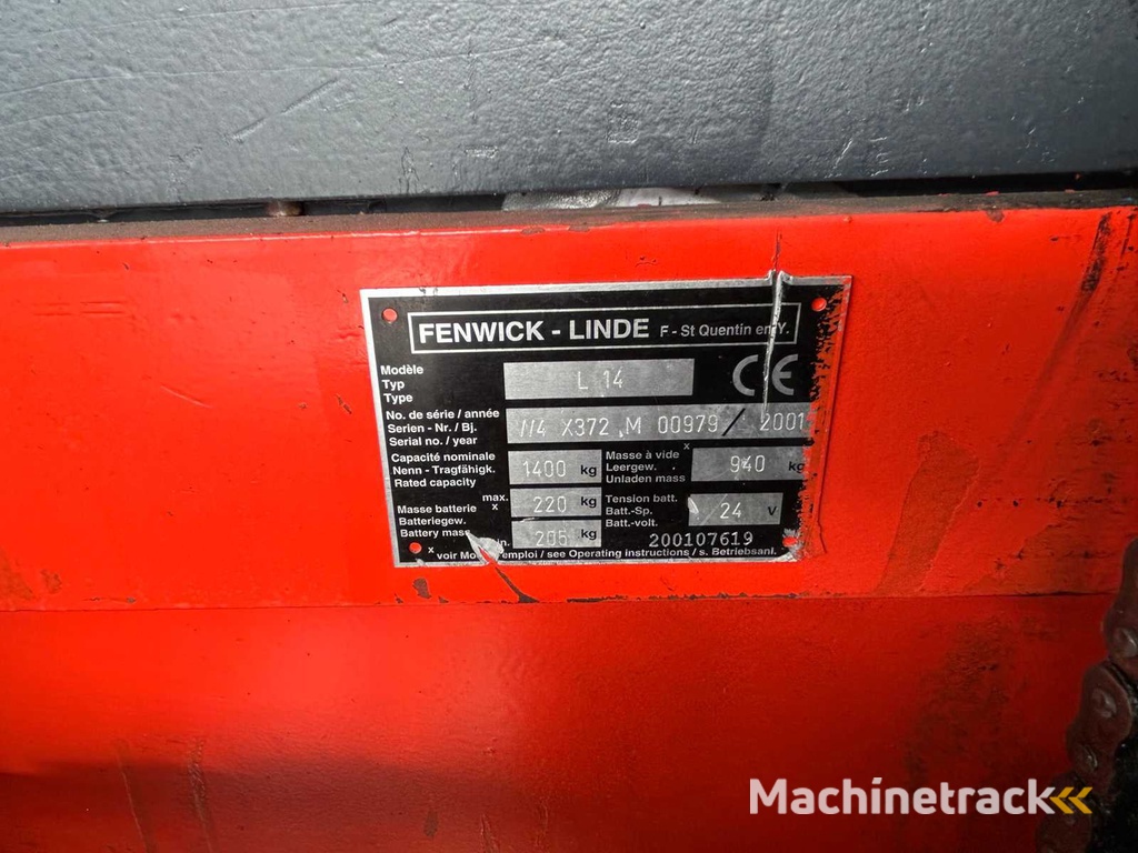 2001 Linde L14 Elektrostapler