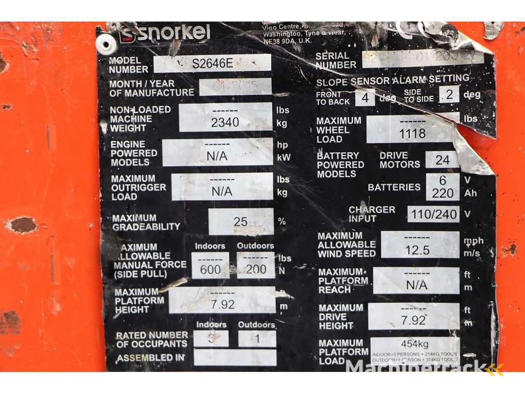 Snorkel - S2646E - Hoogwerker, 2015, werkhoogte 9920