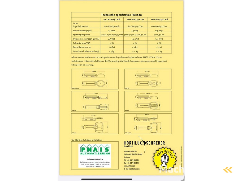 Hortilux Lighting fixtures + reflectors