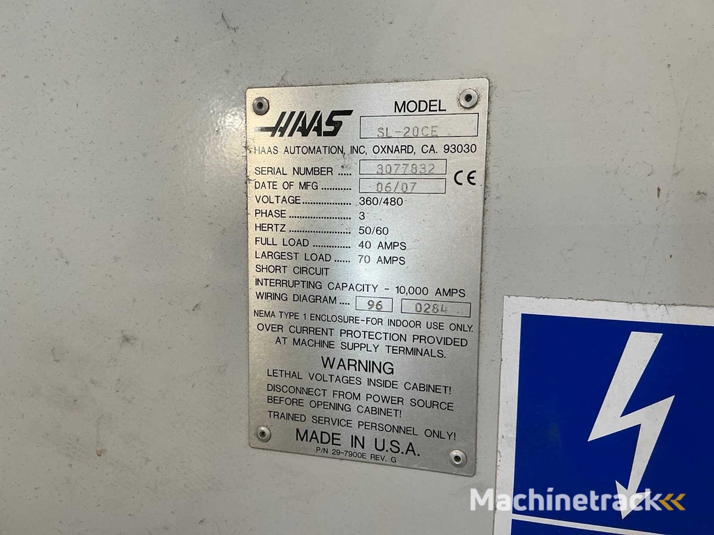 2007 HAAS SL-20CE CNC-draaibank