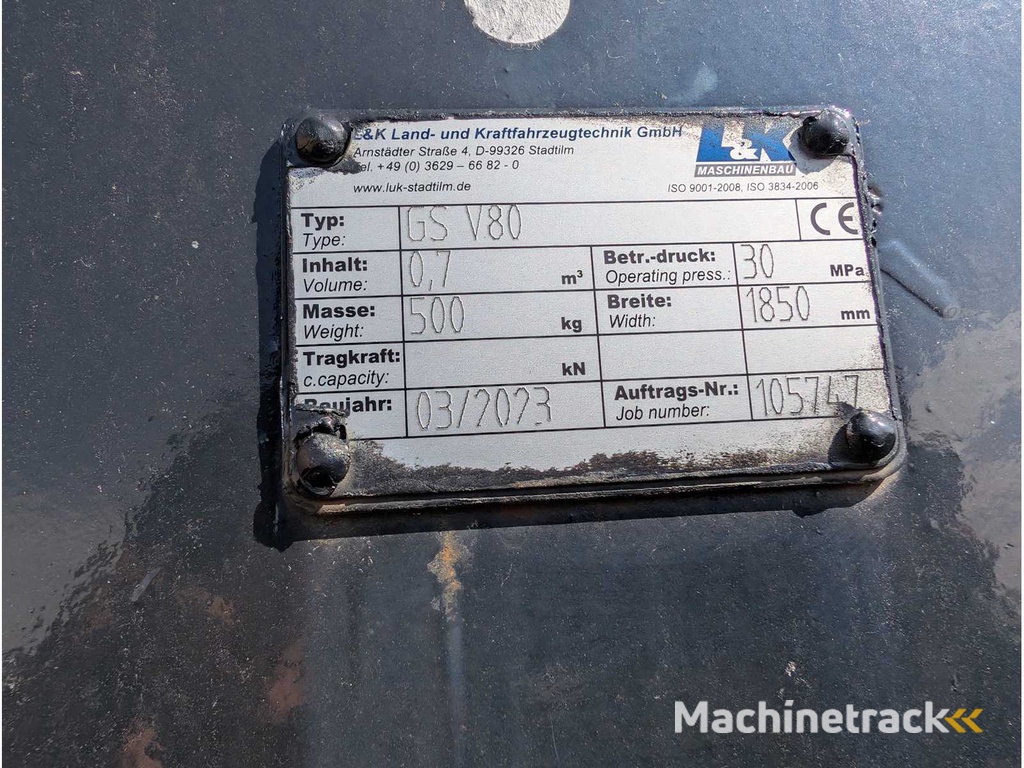 L&K - GS V80 - 2023 - UNI-SCHAUFEL MIT U-SCHAR - AS - 1850 MM - 0.7 CBM