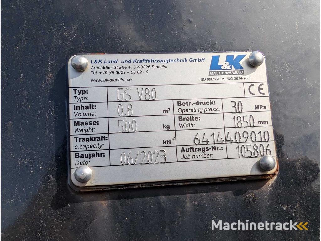 L&K  - GS V80 - 2023 - UNI-SCHAUFEL MIT ZÄHNEN- AS - 1850 MM - 0.8 CBM