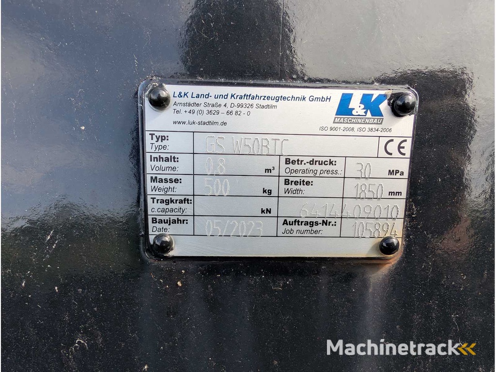 L&K - GS W50BTC - 2023 - UNI BUCKET WITH U-BLADE - AS - 1850 MM - 0.8 CBM