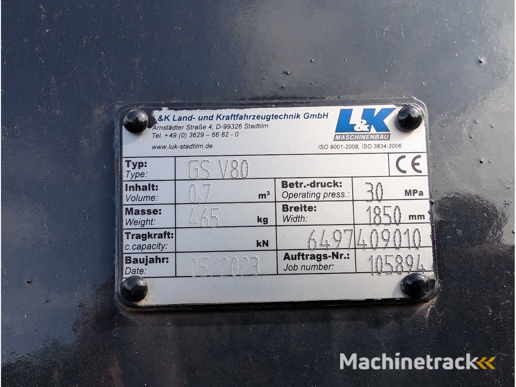 L&K  - GS V80 - 2023 - UNI-SCHAUFEL MIT ZÄHNEN- AS - 1850 MM - 0.8 CBM