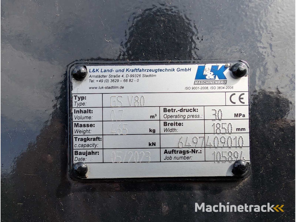 L&K  - GS V80 - 2023 - UNI-SCHAUFEL MIT U-SCHAR - AS - 1850 MM - 0.8 CBM