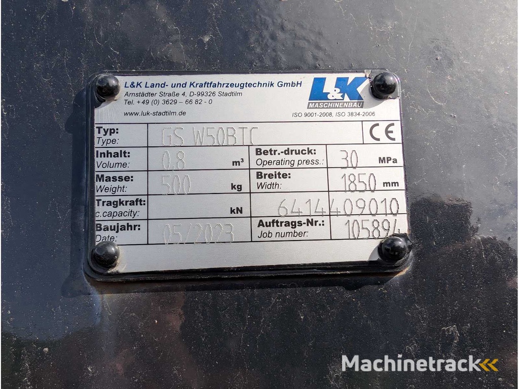 L&K  - GS W50BTC - 2023 - UNI-SCHAUFEL MIT U-SCHAR - AS - 1850 MM - 0.8 CBM