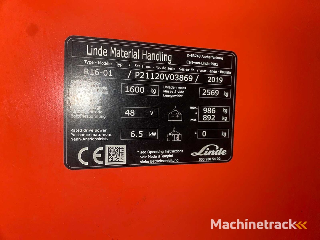 Linde - 2019 - R16 - Reach truck