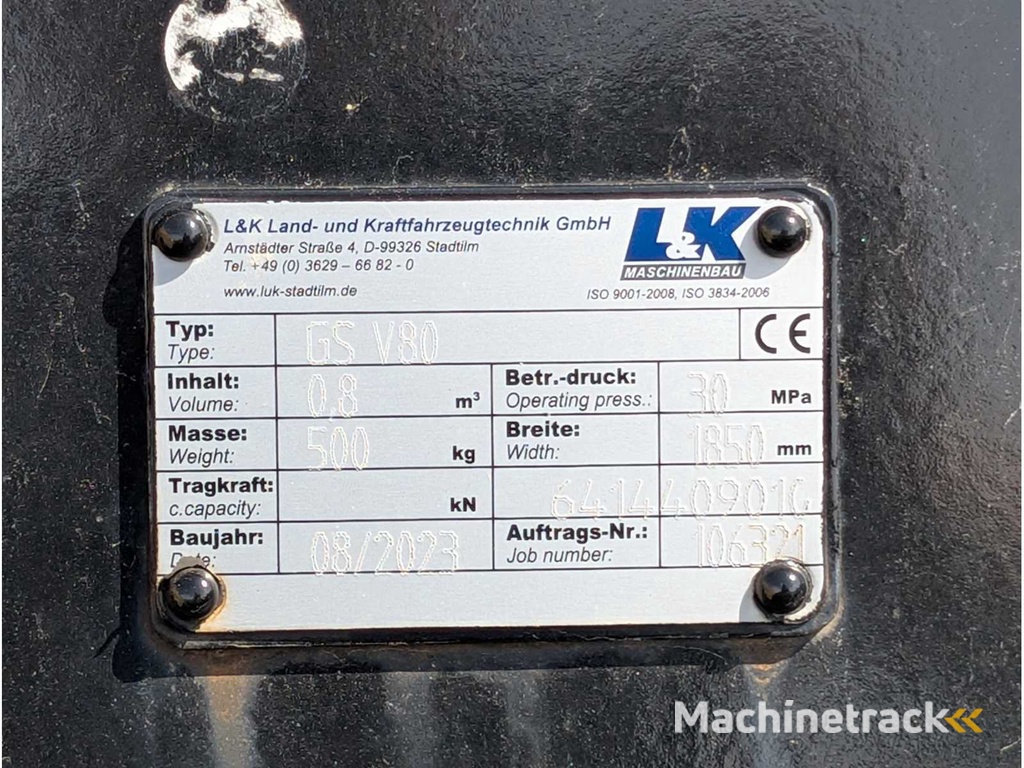 L&K - GS V80 - 2023 - UNI-SCHAUFEL MIT U-SCHAR - AS - 1850 MM - 0.8 CBM