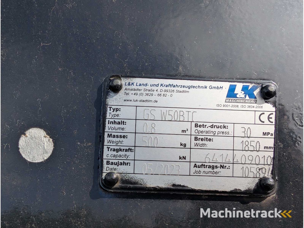 L&K - GS W50BTC - 2023 - UNI-SCHAUFEL MIT U-SCHAR - AS - 1850 MM - 0.8 CBM