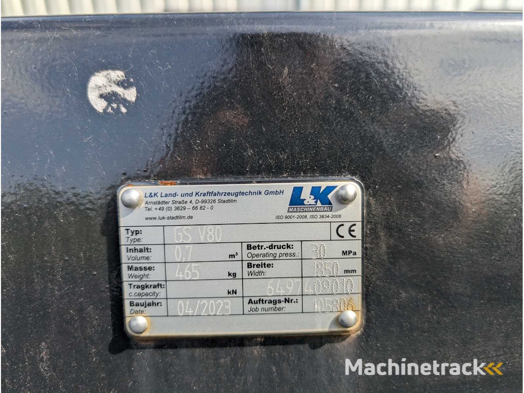 L&K - GS V80 - 2023 - UNI-SCHAUFEL MIT U-SCHAR - AS - 1850 MM - 0.8 CBM