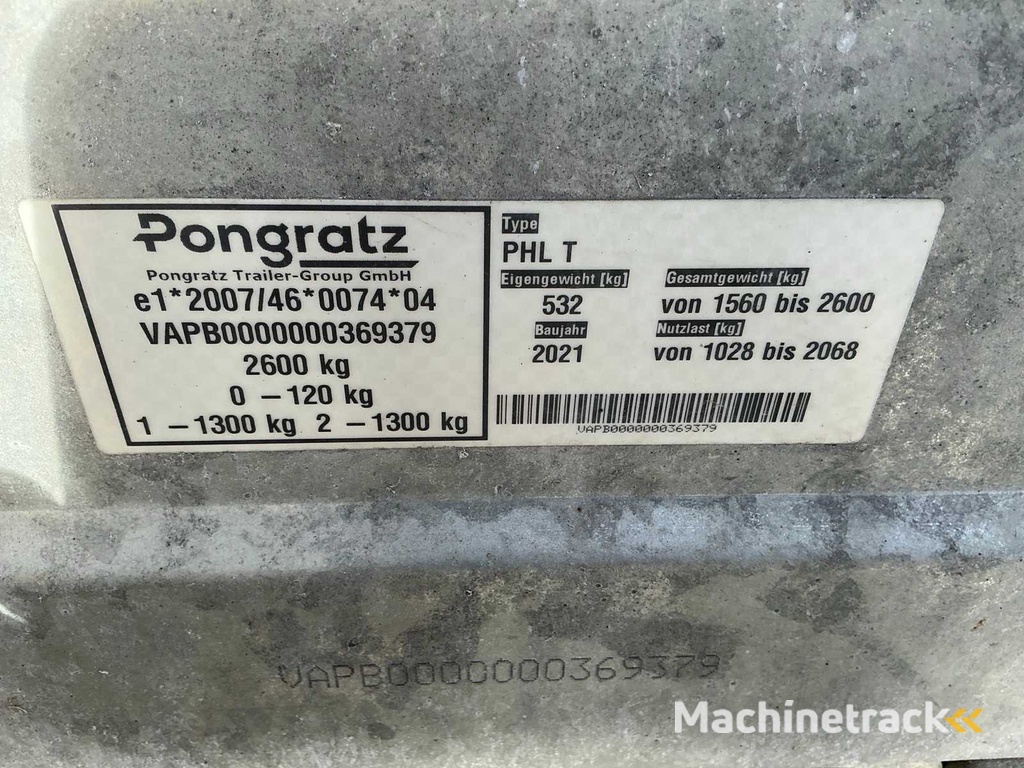 2021 Pongratz PHL T Cargo Transport Trailer