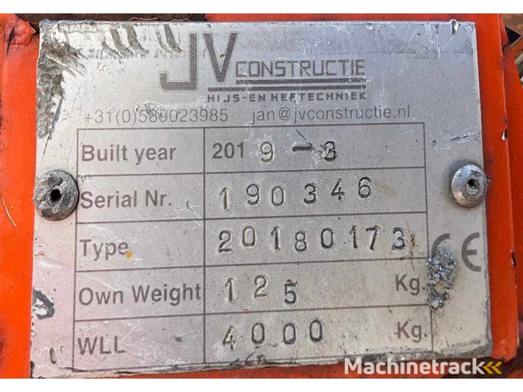 2019 JV Construction 0238 Forklift Fixed Lifting Hook