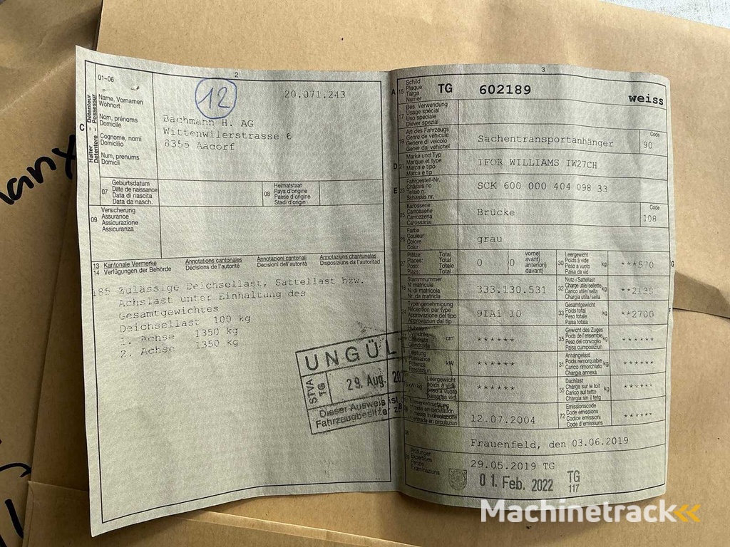 2004 IFOR Williams IW27CH Sachentransportanhänger mit Auffahrrampe