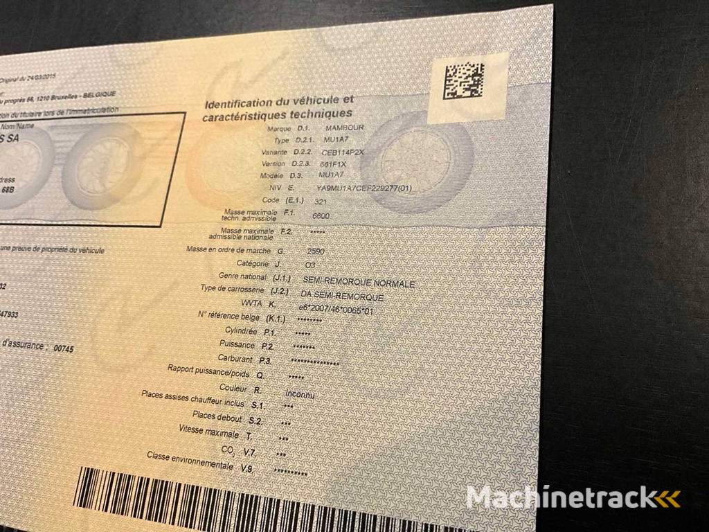 2015 Mambour BE Semi-trailer