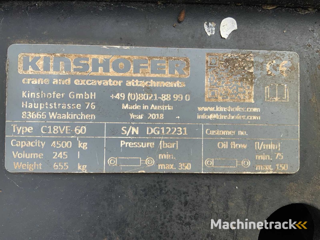 2018 Kinshofer C18VE-60 Greifer