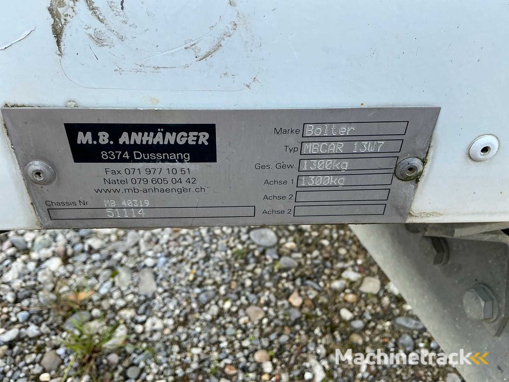 2014 Bolter 13W7 MBCAR Sachentransportanhänger mit Inhalt