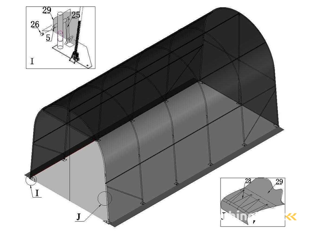 2025 - Easy-Going - (9,20x4,30x4,30 meter) - Garagendazelt / Lagerüberdachung 143014R