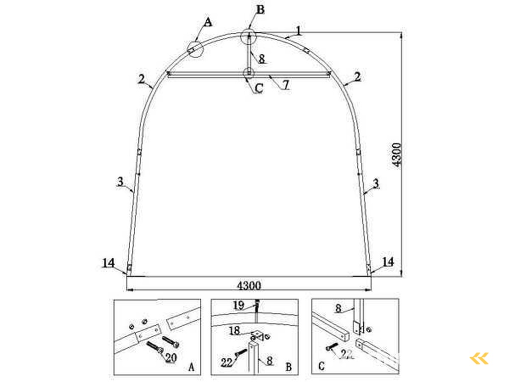 2025 - Easy-Going - (9,20x4,30x4,30 meter) - Garagendazelt / Lagerüberdachung 143014R