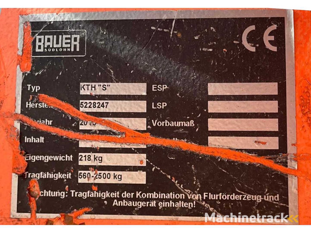 2010 Bauer KTH S Heftruck hijsjib / hijsarm