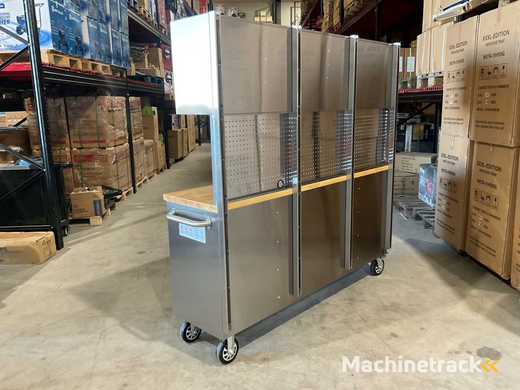 2025 Stahlworks Deluxe RVS 72 inch high 15 laden Werkbank
