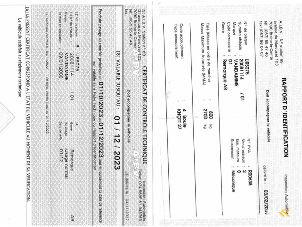 2008 Vandamme Johan A2700T Autoremorque