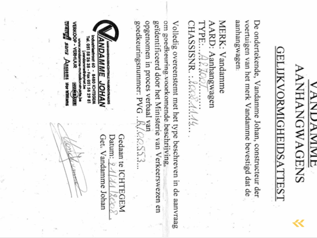 2008 Vandamme Johan A2700T Autoremorque