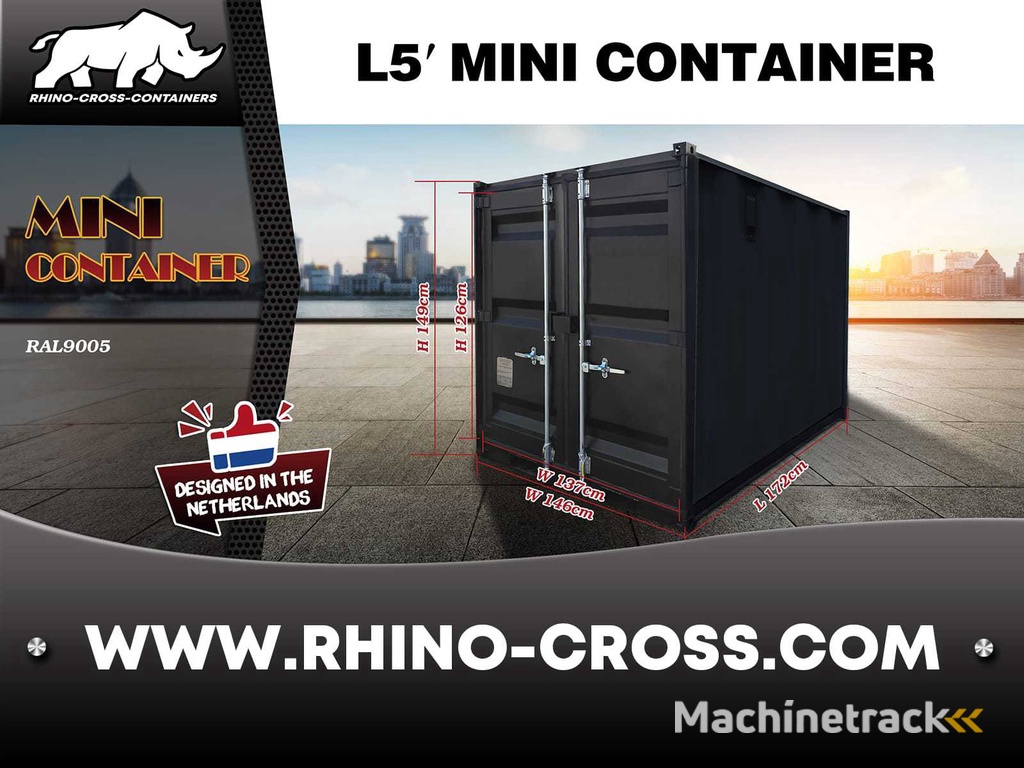 2025 Rhino-cross-containers 5ft Zwart Zeecontainer