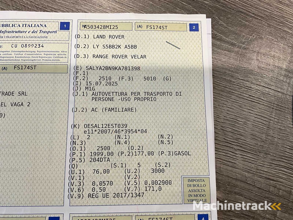 2019 Range Rover Velar Car