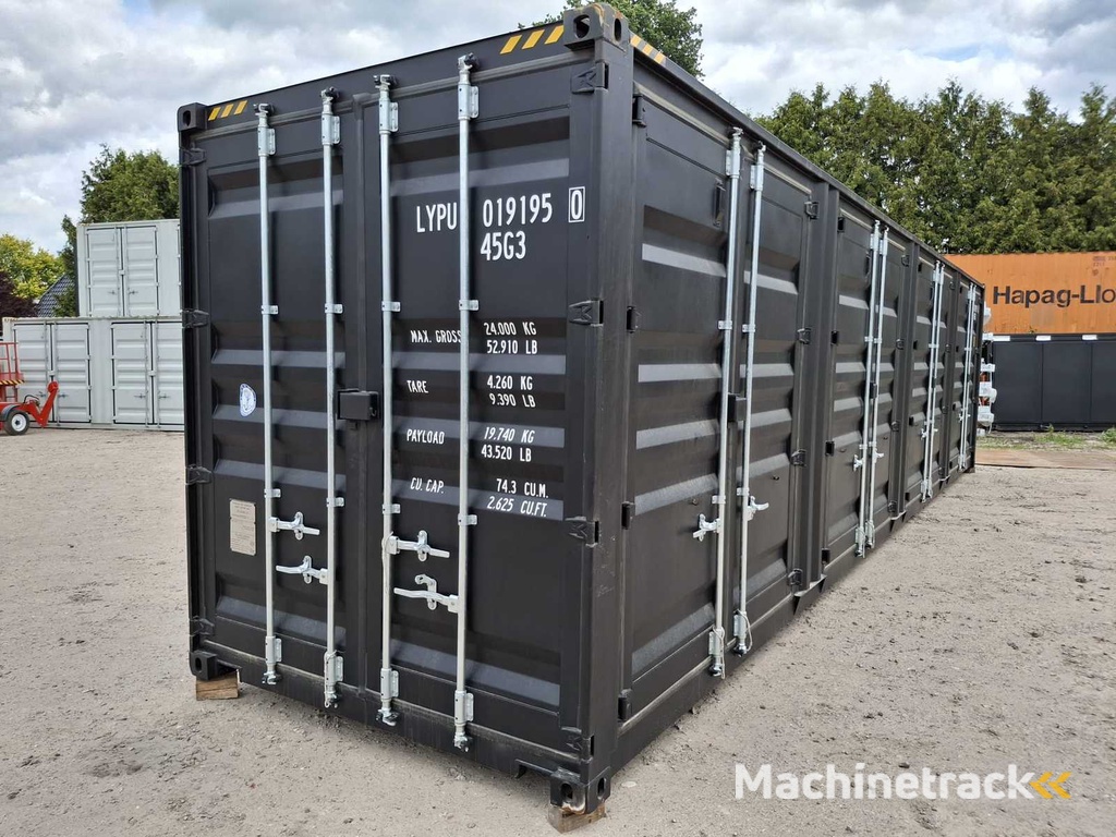 2025 Rhino-Cross-Containers 40 ft High Cube Black Shipping Container with 4 Side Doors