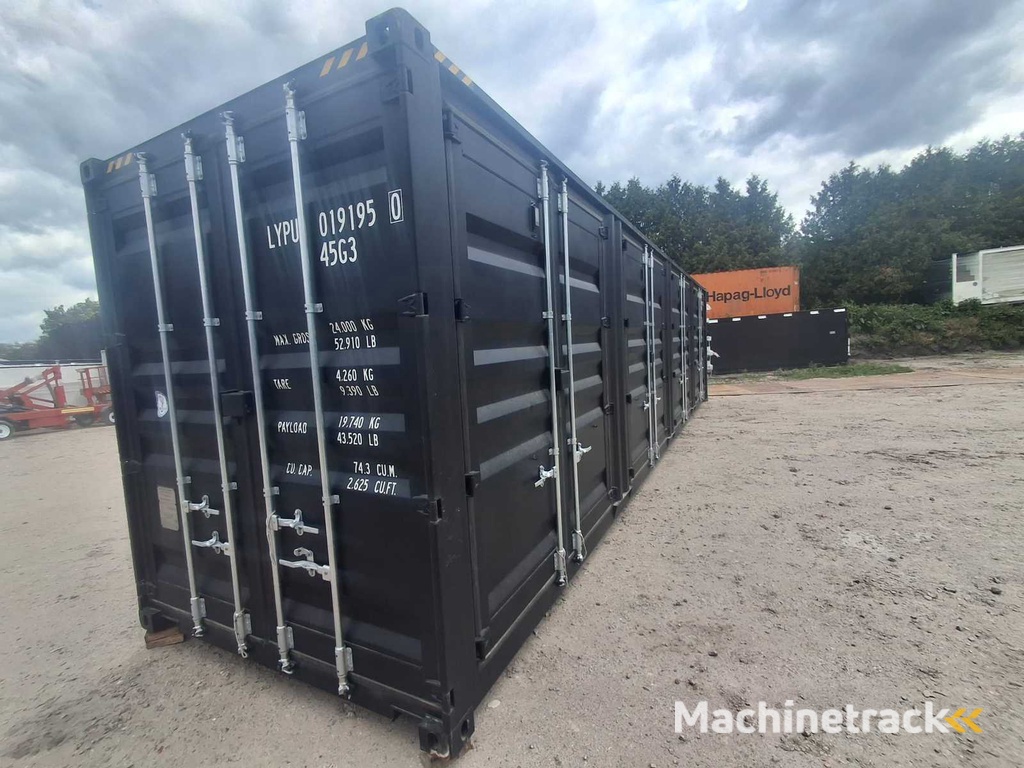 2025 Rhino-Cross-Containers 40 ft High Cube Black Shipping Container with 4 Side Doors