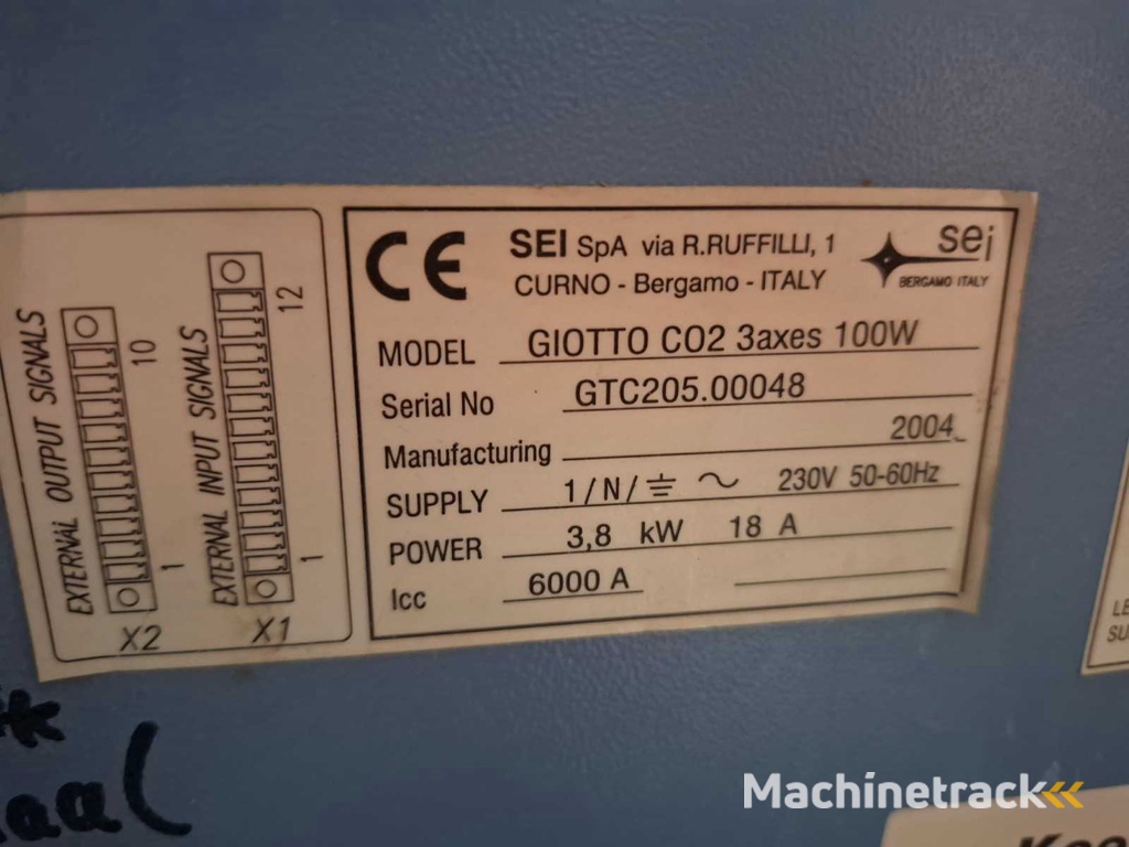 Sei - 2004 - Giotto 3axes 100W - Co2 Laser Cutting Machine