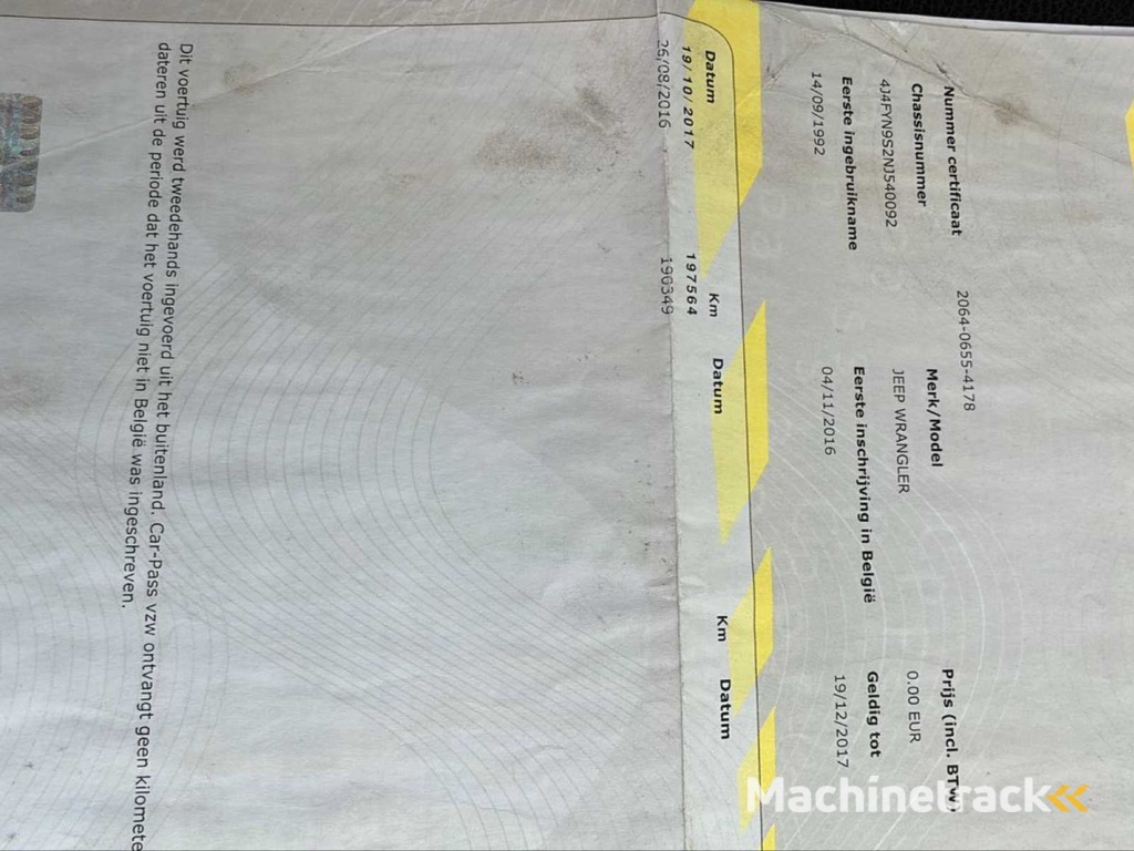 1992 JEEP Wrangler Classic Car